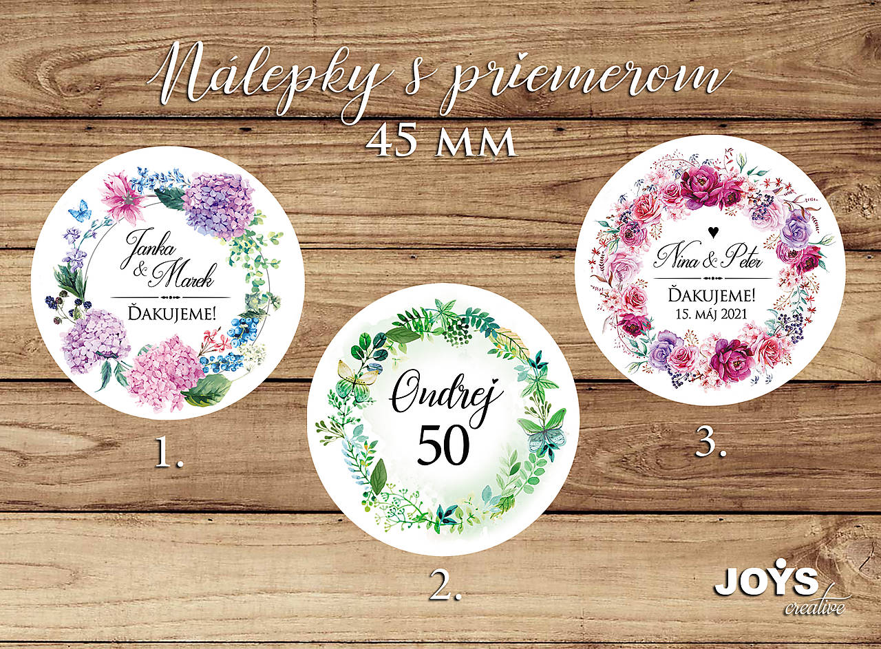 Nálepky na výslužky, obaly, potraviny, priemer 40mm