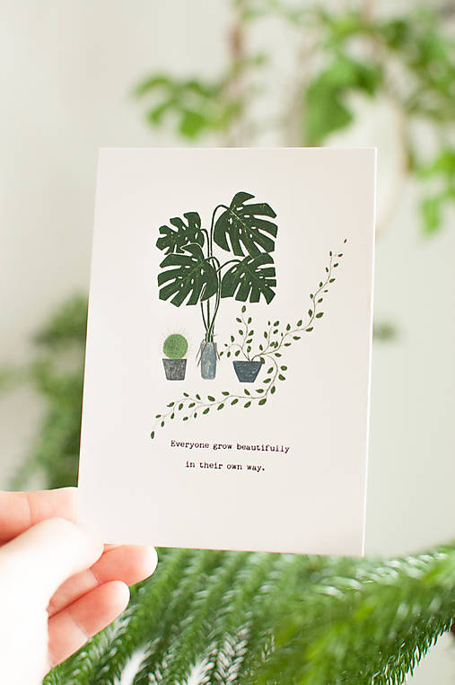 Papier - Pohľadnica "everyone grow beautifully" - 13004003_