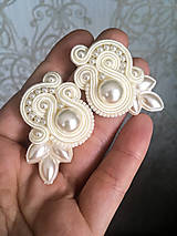 Náušnice - Svadba - šujtášové svadobné perlové náušnice (ivory) - 13001167_
