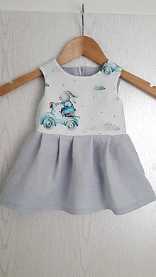 Detské oblečenie - šatočky modré so zajačikom 92 - 13001244_