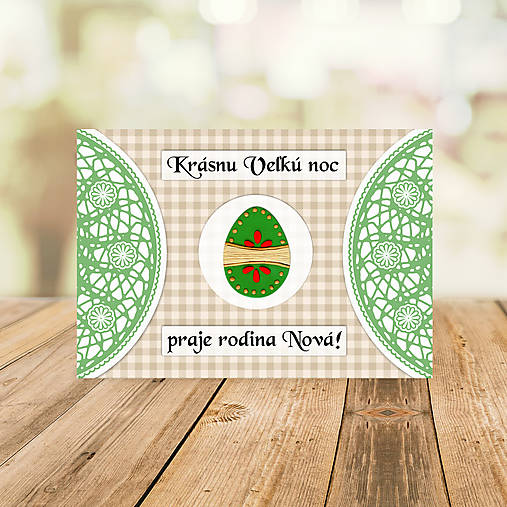 Papiernictvo - Veľkonočná krajková FIMO pohľadnica (károvaná 3) - 13003939_