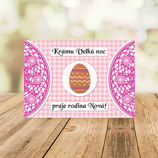 Papiernictvo - Veľkonočná krajková FIMO pohľadnica (károvaná 5) - 13003941_