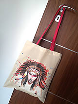 Nákupné tašky - Bavlnená taška s transférovou potlačou - indiánka - 13008245_