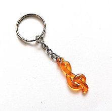 Kľúčenky - Kľúčenky detské - husľový kľúč  (oranžová) - 13007950_