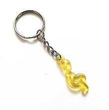 Kľúčenky - Kľúčenky detské - husľový kľúč  (žltá) - 13007952_