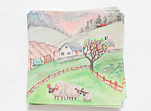 Pohľadnica "Ovečky na pastvě"