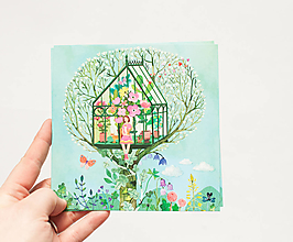 Papier - Pohľadnica "skleník v korune stromu" - 13006332_