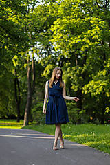 Šaty - MONA, letní verze bez rukávů, indigo modrá - 13013289_