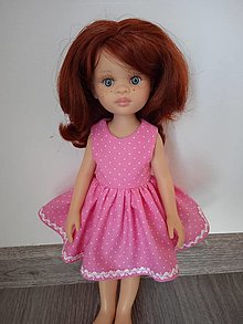 Hračky - Ružové bodkované šaty pre bábiku - 13013871_