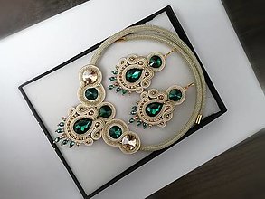 Sady šperkov - Šujtášový set  (Zelená) - 13013680_