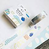 Papier - dekoračná papierová washi páska Modrá abstrakcia - 13011931_