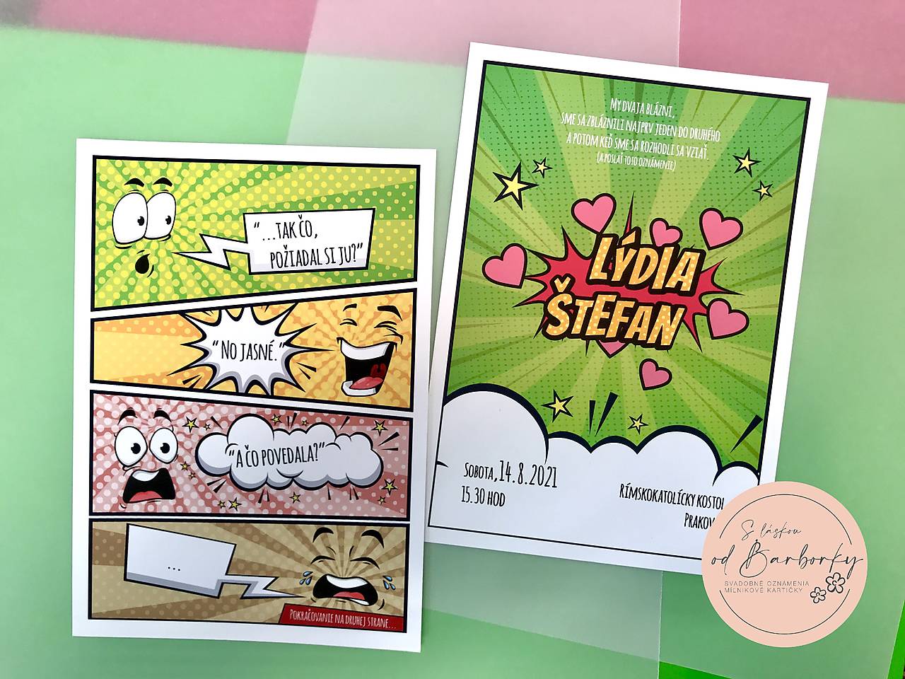 Svadobné oznámenie obojstranné Funny #40 (Uvítacia tabuľa (700x500 mm) - plagát)