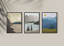 Grafika - Set 3 printov s horskou ilustráciou (A2 (3 ks)) - 13011748_