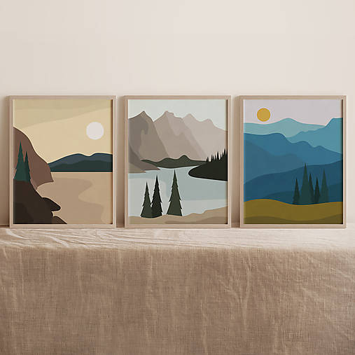 Set 3 printov s horskou ilustráciou (A2 (3 ks))