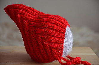 Detské čiapky - Pletená čiapka Retro NOVORODENECKÁ (Červená 0-3 mesiace) - 13015439_