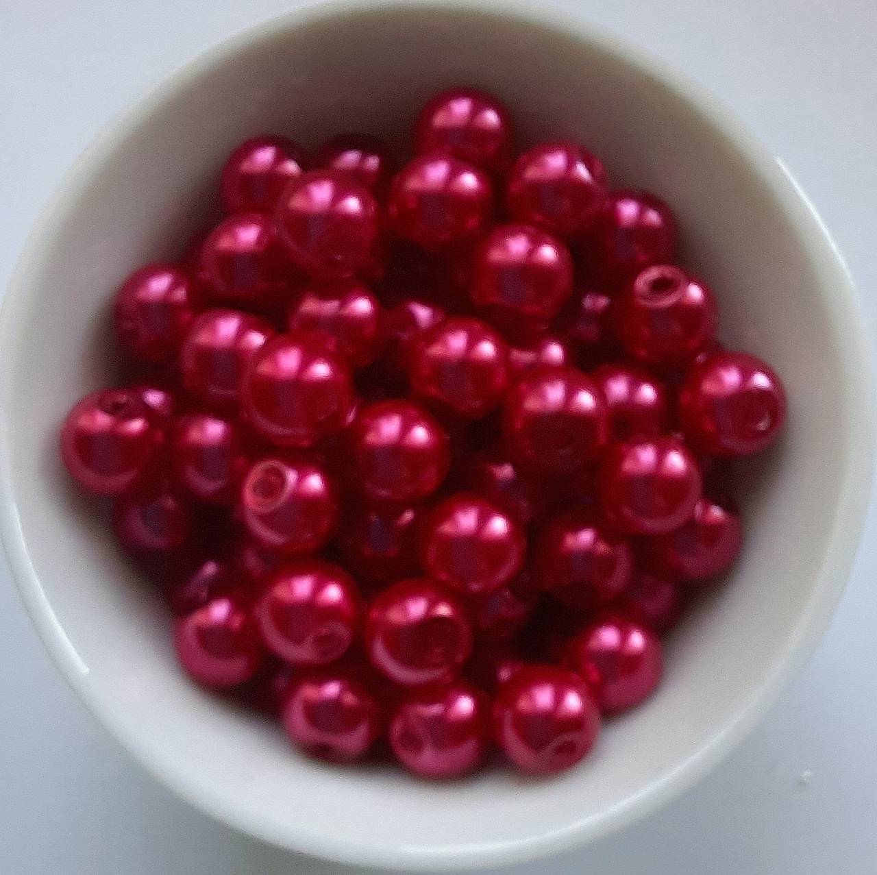 Voskované perly 6mm-30ks (ružovočervená)