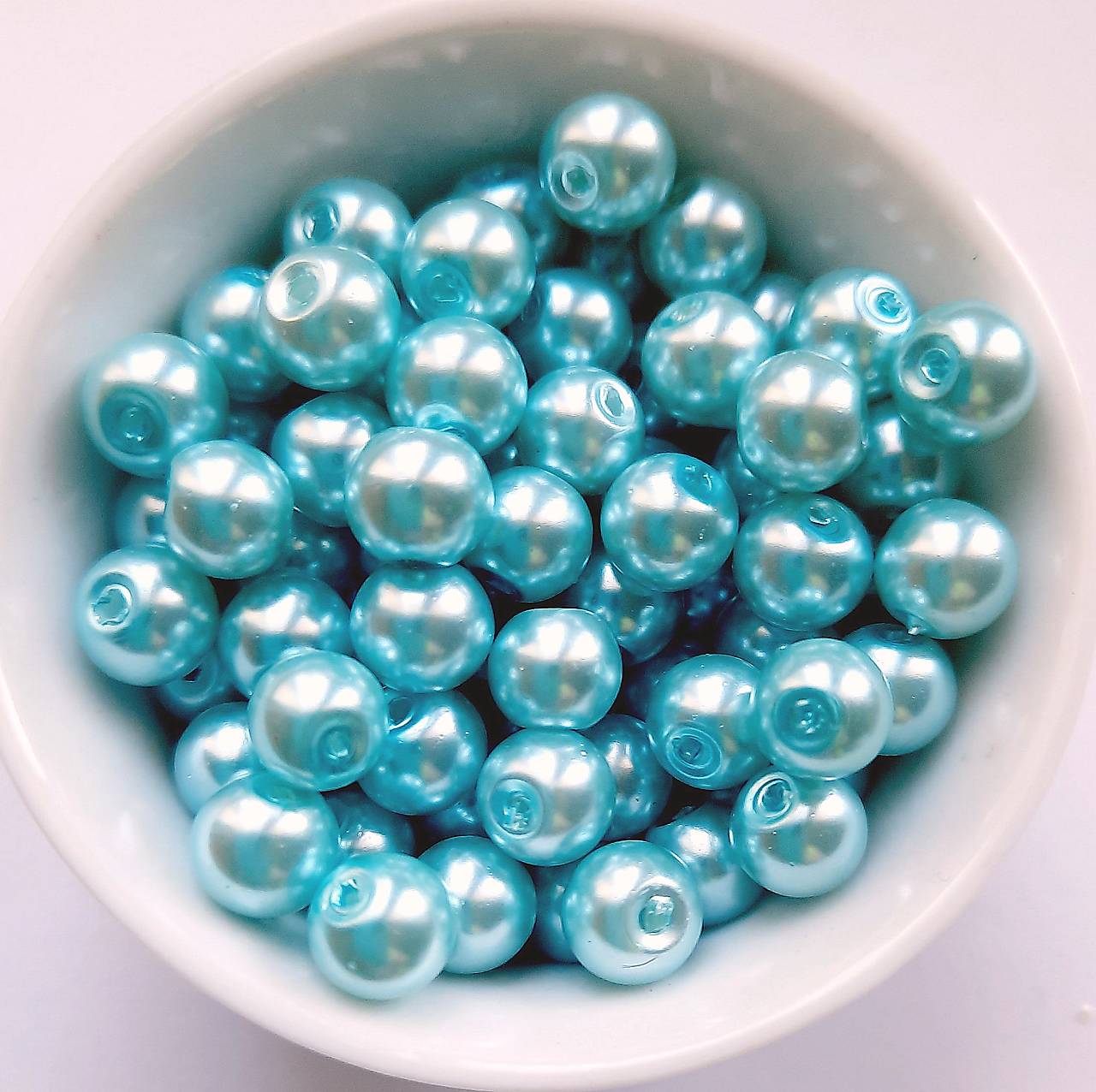 Voskované perly 6mm-30ks (sv.modrá mint)