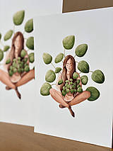 Grafika - Sama s pileou - Print | Botanická ilustrácia - 13017897_