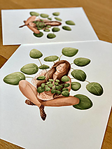 Grafika - Sama s pileou - Print | Botanická ilustrácia - 13017900_