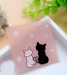 Obalový materiál - VO102 Ozdobné vrecúško s mačičkami 7 x 7 cm  (Ružová) - 13019124_