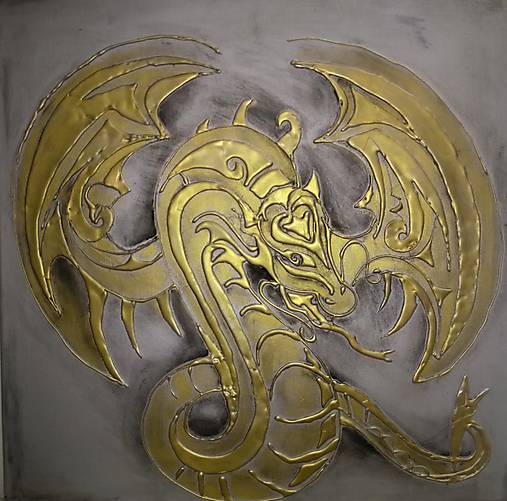 Zlatý drak  - 60 x 60 cm
