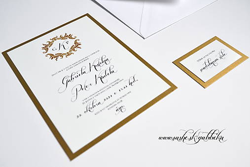 Papiernictvo - Svadobné oznámenie "VINI GOLD" - 13020090_