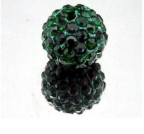  - Shamballa disco korálky s kamienkami 10 mm, 1 ks (tmavo zelená) - 13022149_