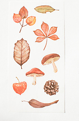 Papier - Akvarelový set - nálepky "jeseň" - 13023738_