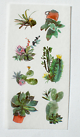Papier - Akvarelový set - nálepky "kaktuslover" - 13023861_