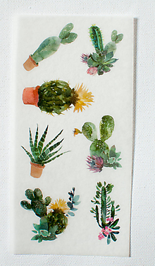 Papier - Akvarelový set - nálepky "kaktuslover" (D) - 13023926_