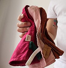 Úžitkový textil - Ľanová utierka s farebným pútkom (sladká ružová) - 13023555_