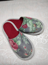 Ponožky, pančuchy, obuv - Papuče barefoot červené ruže - 13027656_