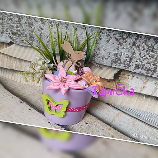 Dekorácie - Veľkonočný zajac v kvetináči - 13027399_