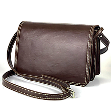 Kabelky - Kožená crossbody kabelka v tmavo hnedej farbe, uzatváranie na magnet - 13026712_
