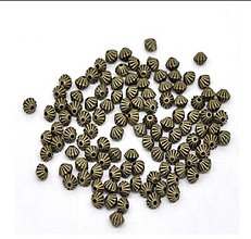 Korálky - Kovové korálky mini 4 x 4 mm, 1 ks (bronz) - 13025660_