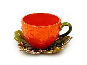 Nádoby - Šálka kávová, tekvica, oranžová - 13026583_