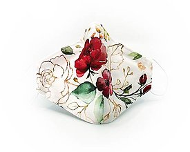 Rúška - Antibakteriálne rúška z vysokokvalitnej dizajnovej bavlny (Rozkvet ruží na bielej) - 13029052_