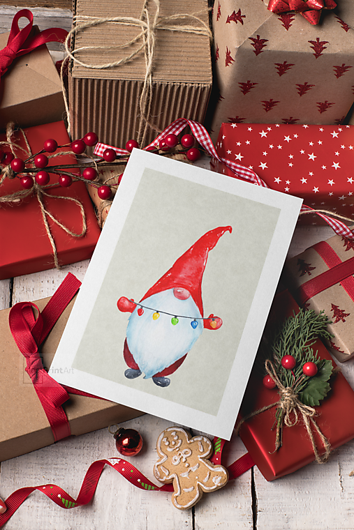  - Obrázok na stenu, Merry Christmas-Gnome 1, Art Print  (A4) - 13030577_