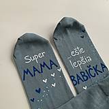 Maľované ponožky s nápisom : "Super MAMA/MAMKA/ ešte lepšia BABIČKA" (Sivé)