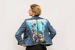 Bundy a kabáty - Maľovaná dámska riflová bunda s abstraktnou krajinou - 13031265_
