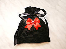 Úžitkový textil - Darčekové zamatové vrecúško čierné s mašličkou , kozmetický sáčok, vrecúško na šperky, - 13037249_