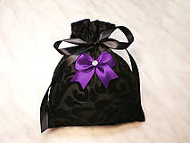 Úžitkový textil - Darčekové zamatové vrecúško čierné s mašličkou , kozmetický sáčok, vrecúško na šperky, - 13037255_