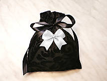 Úžitkový textil - Darčekové zamatové vrecúško čierné s mašličkou , kozmetický sáčok, vrecúško na šperky, - 13037266_