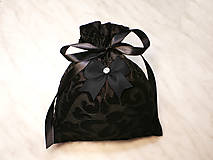 Darčekové zamatové vrecúško čierné s mašličkou , kozmetický sáčok, vrecúško na šperky,