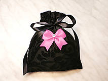 Úžitkový textil - Darčekové zamatové vrecúško čierné s mašličkou , kozmetický sáčok, vrecúško na šperky, - 13037289_
