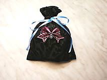 Úžitkový textil - Darčekové zamatové vrecúško čierné s mašličkou , kozmetický sáčok, vrecúško na šperky, - 13037296_