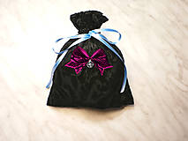 Úžitkový textil - Darčekové zamatové vrecúško čierné s mašličkou , kozmetický sáčok, vrecúško na šperky, - 13037297_