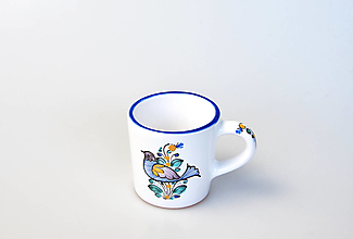 Nádoby - Šálka kávová s vtáčikom (modrý vtáčik) - 13038415_