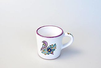 Nádoby - Šálka kávová s vtáčikom (fialový vtáčik) - 13038419_