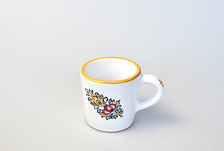 Nádoby - Šálka kávová so žltým lemom (Pestrofarebná) - 13038496_